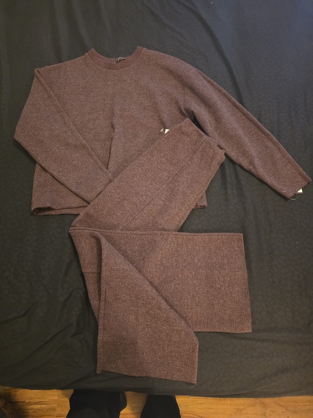 Zara Plum Ribbed Wide-Leg Knit Set - Picture 3 of 6